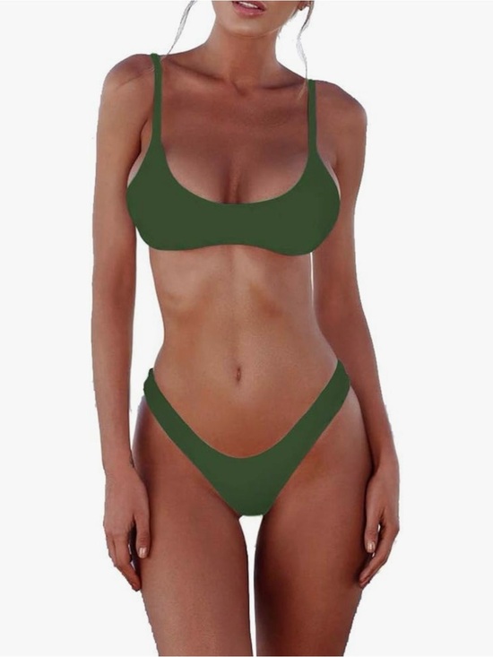 Sherrydc Other - Women's Olive Green Scoop Neck Push up, Brazilian Thong Bikini - Brand New!